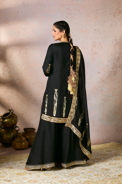 Black Whispering Lily Sharara Set