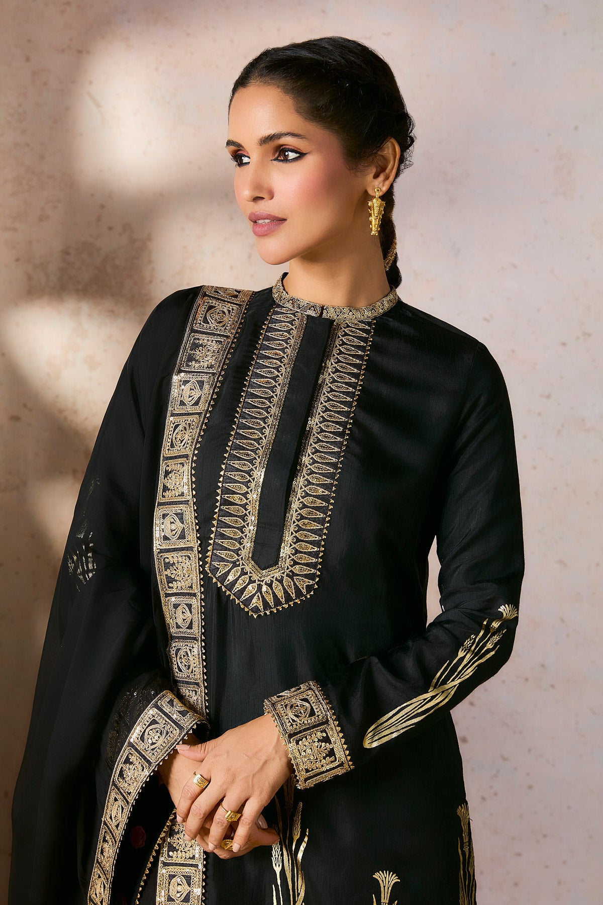 Black Whispering Lily Sharara Set