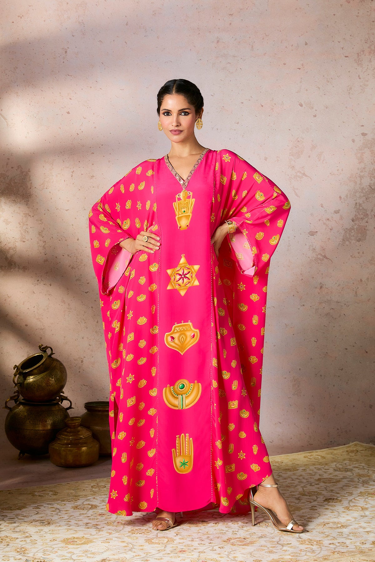 Outlets Hallhuber Basic 36 Rosa Rose Pink Kaftan Tunika Bluse Bollywood Ethno Hippie Neu