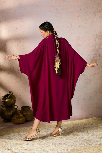 Cranberry Palm Foil Kaftan