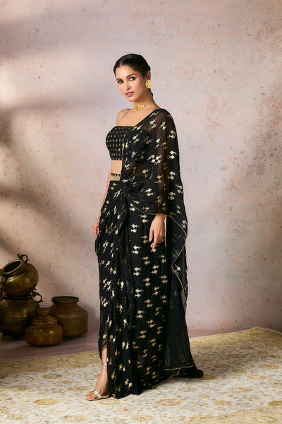 Black Mystic Drape Saree