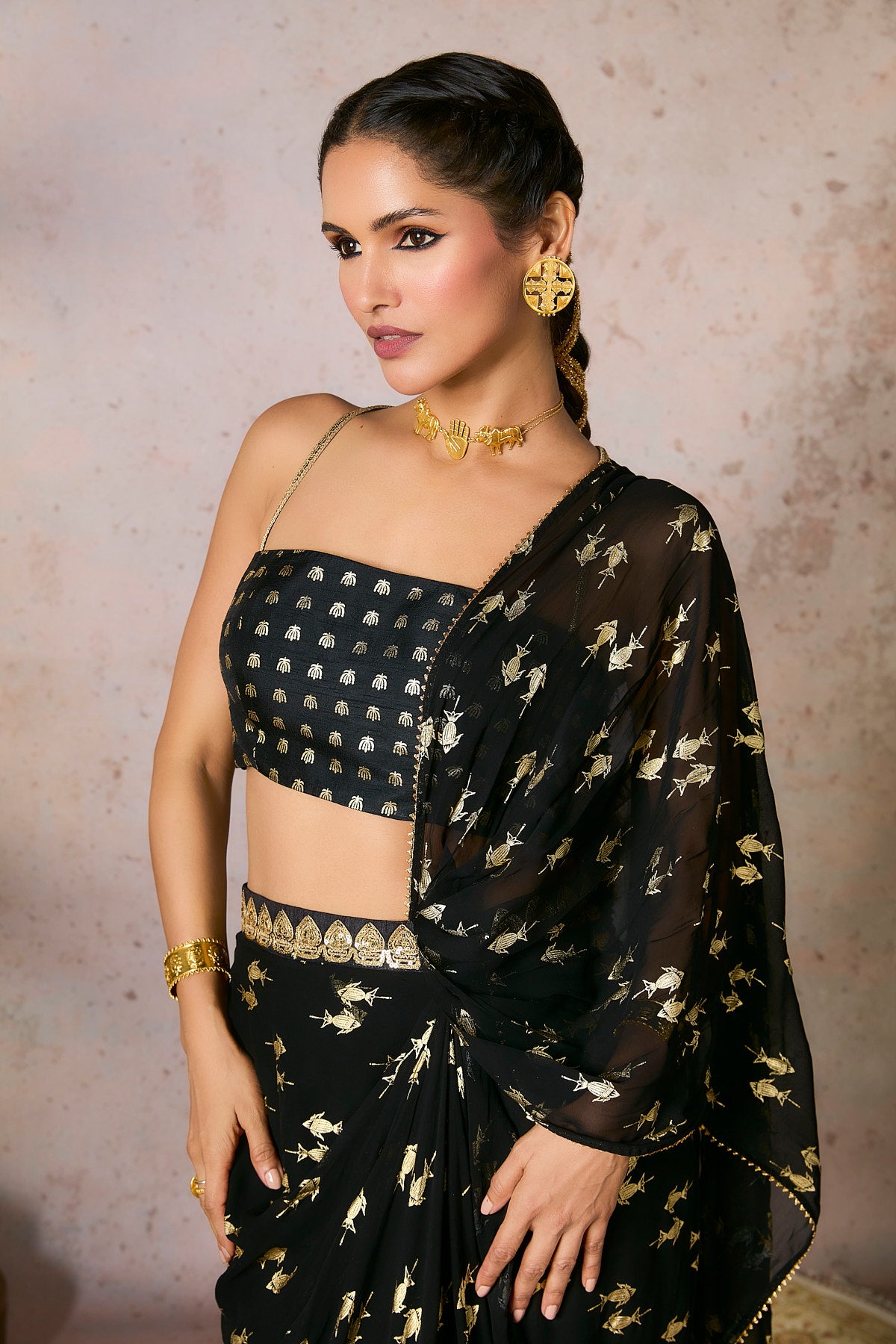 Black Mystic Drape Saree