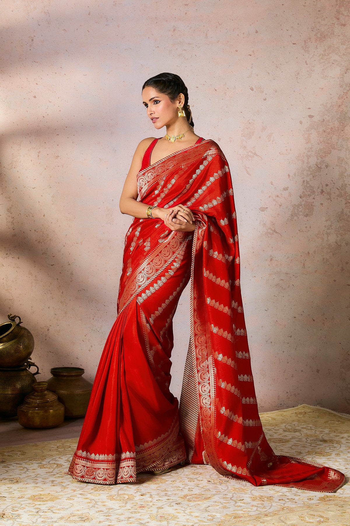 Red Jacquard Saree