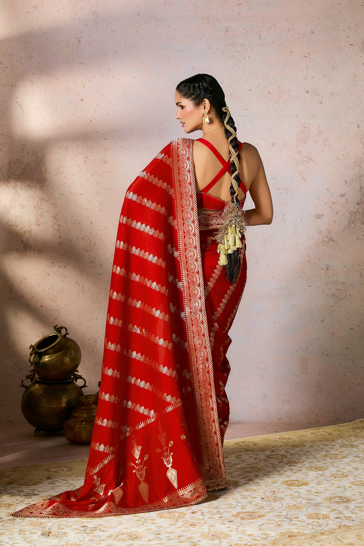 Red Jacquard Saree