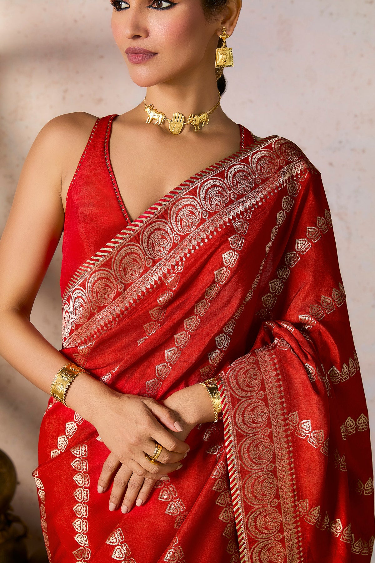 Red Jacquard Saree