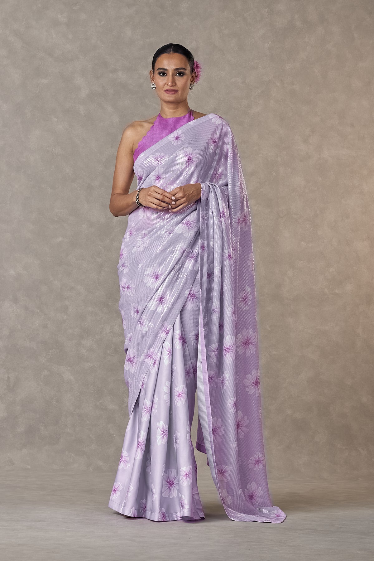 Lilac Parijat Sitara Saree