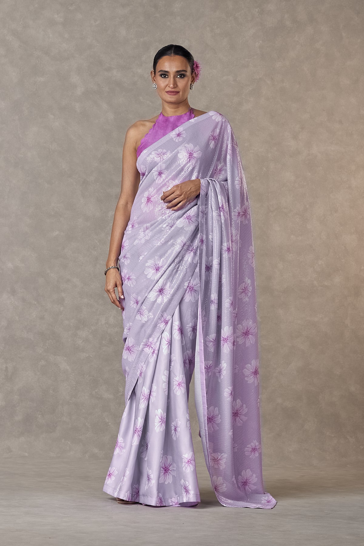 Lilac Parijat Sitara Saree