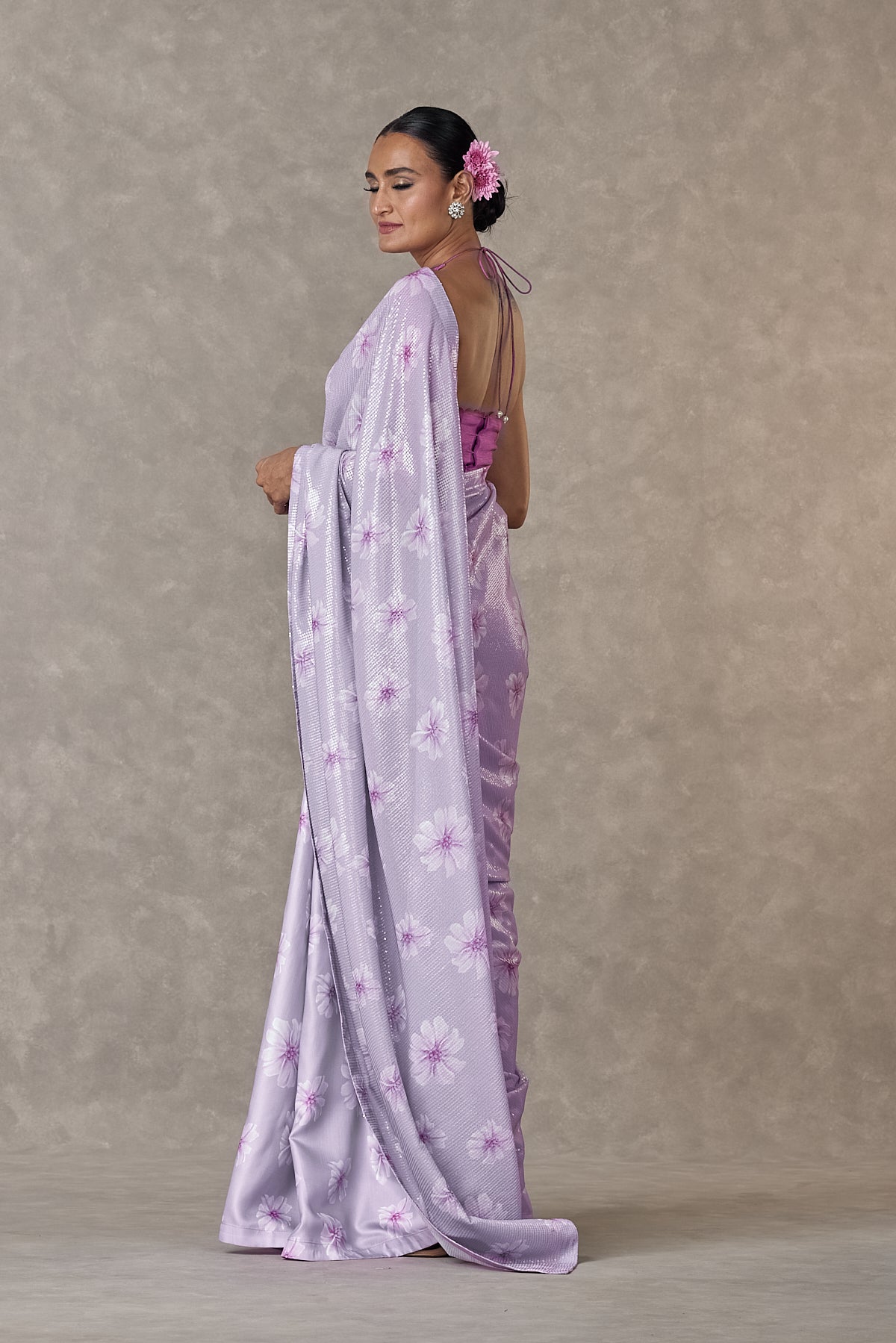 Lilac Parijat Sitara Saree