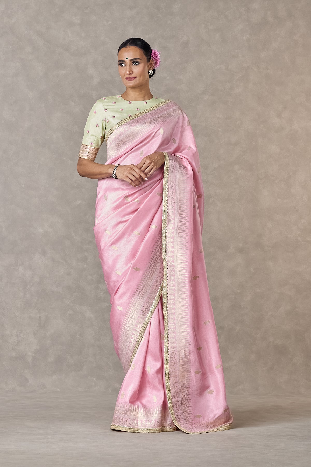 Baby Pink Haath Phool Saree