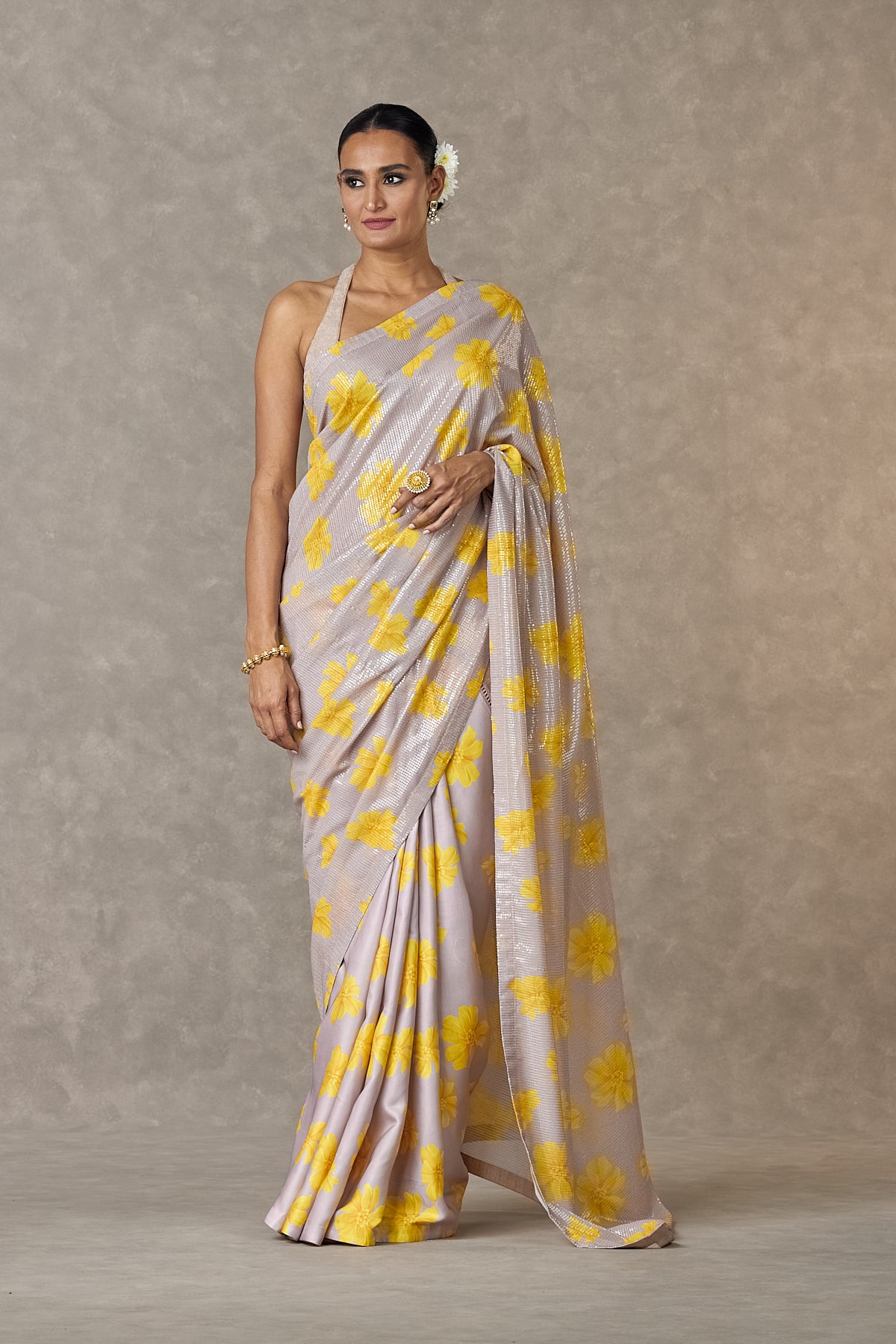 Beige Parijat Sitara Saree