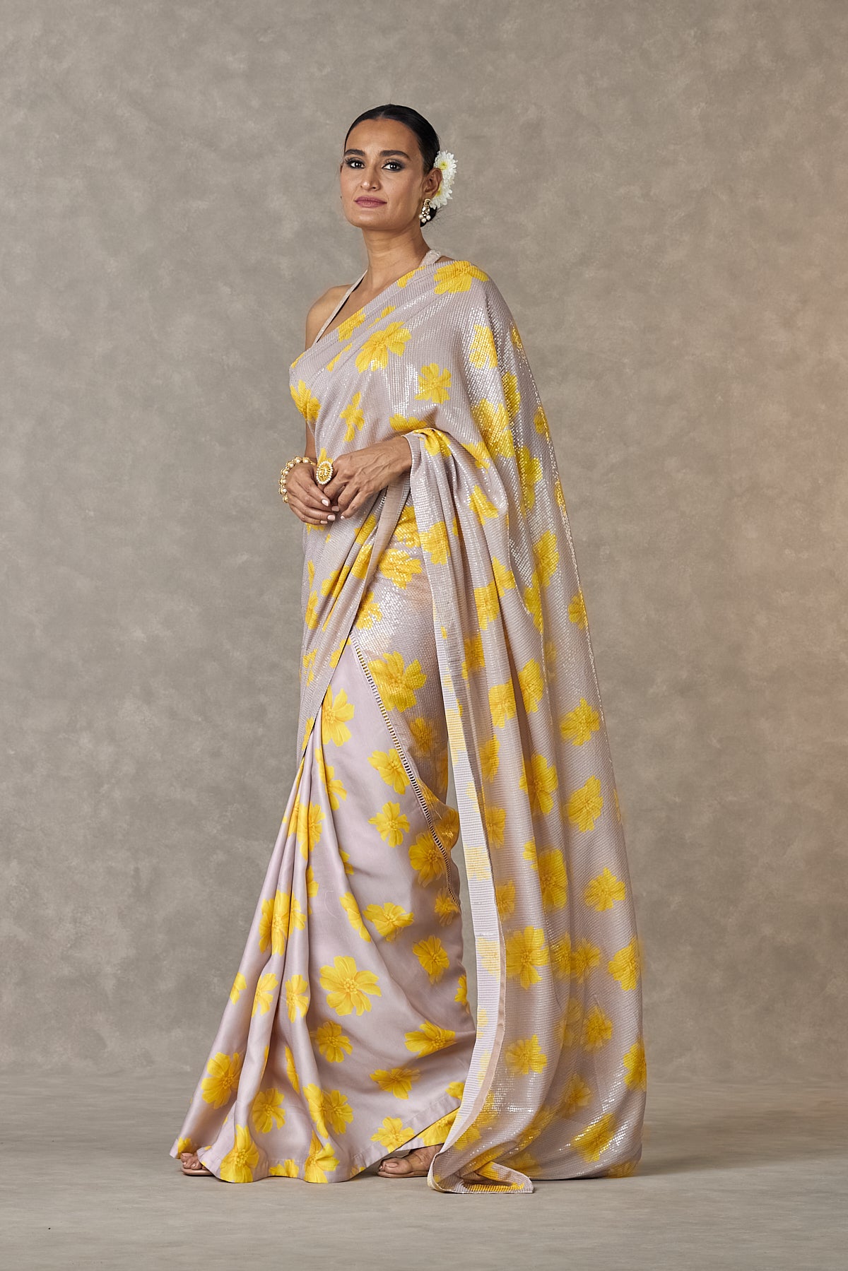 Beige Parijat Sitara Saree