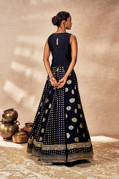 Black Trinkets Lehenga Set