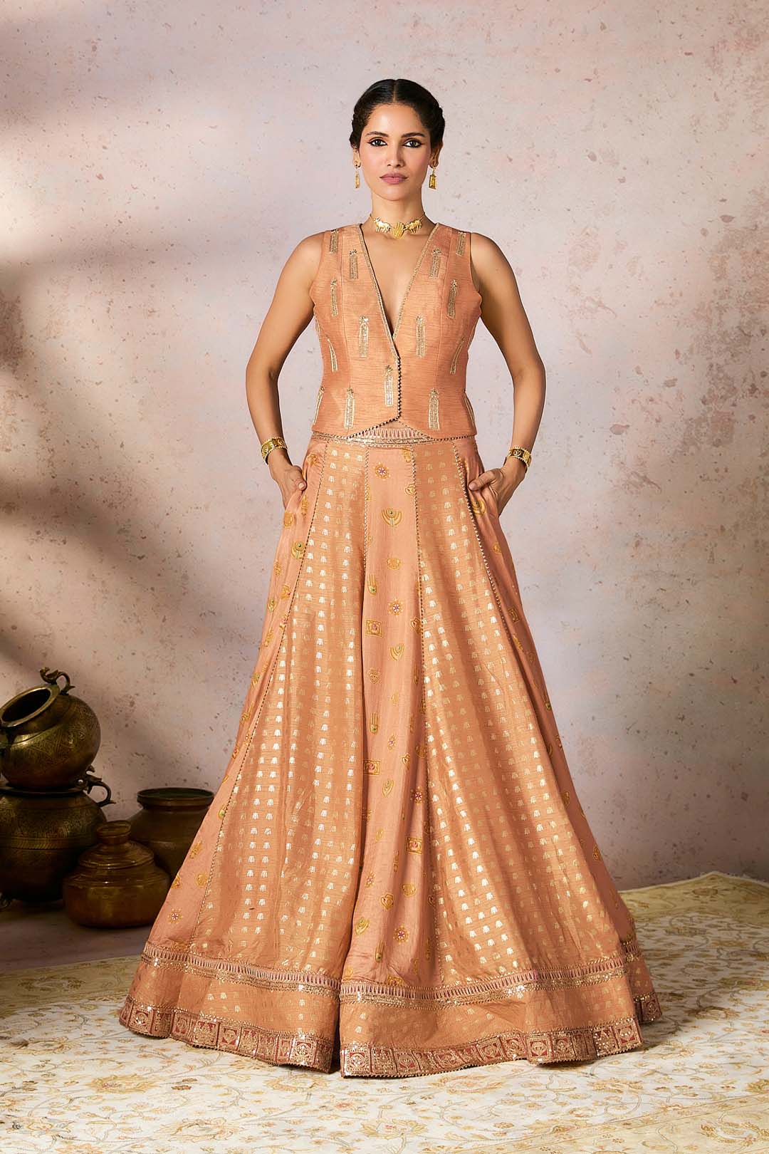 Salmon Trinkets Lehenga Set