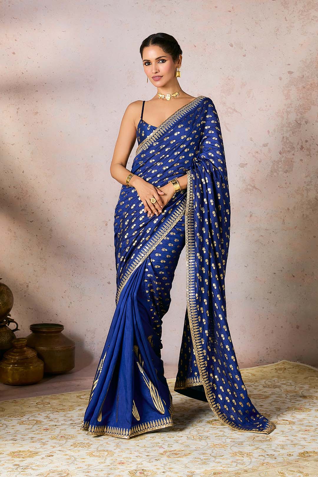 Blue Whispering Lily Crush Saree