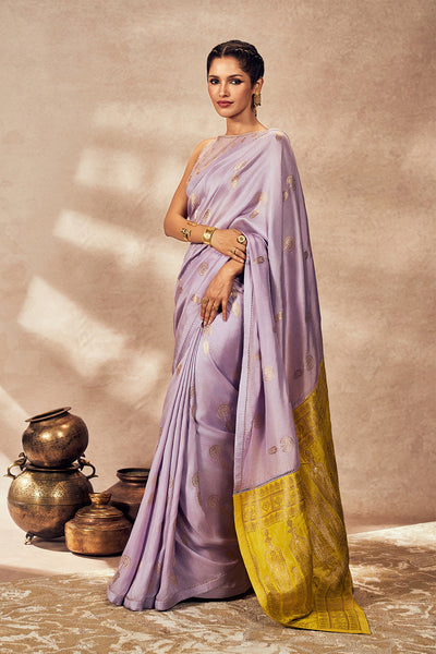 Lime & Lilac Jacquard Saree