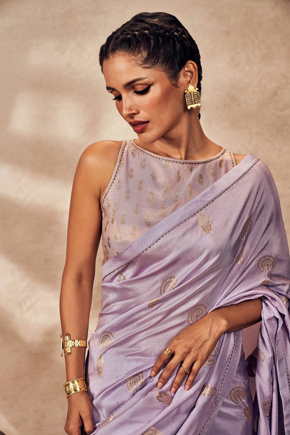 Lime & Lilac Jacquard Saree