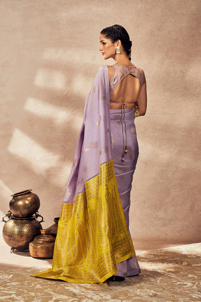 Lime & Lilac Jacquard Saree