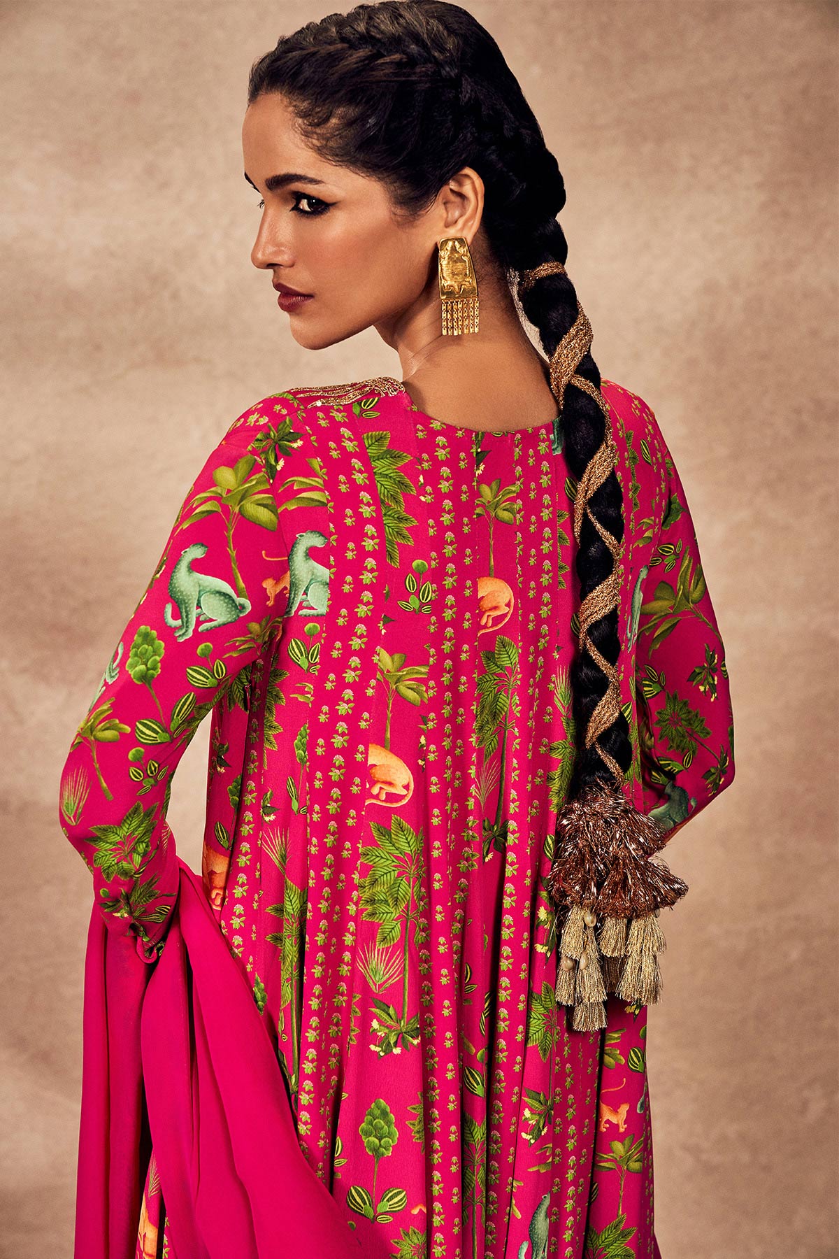 Pink Tropical Rhapsody Anarkali