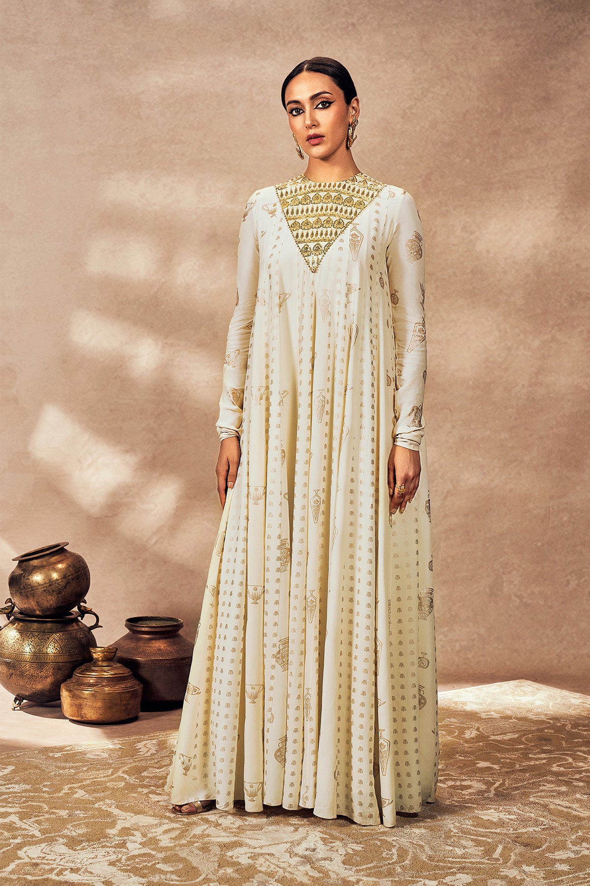 Ivory Potters Touch Anarkali Set