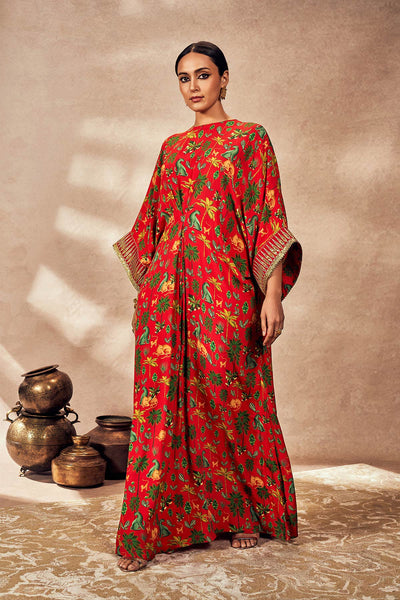 Red Tropical Rhapsody Kaftan