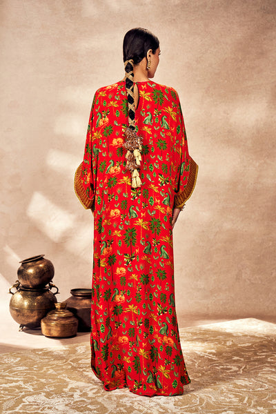 Red Tropical Rhapsody Kaftan