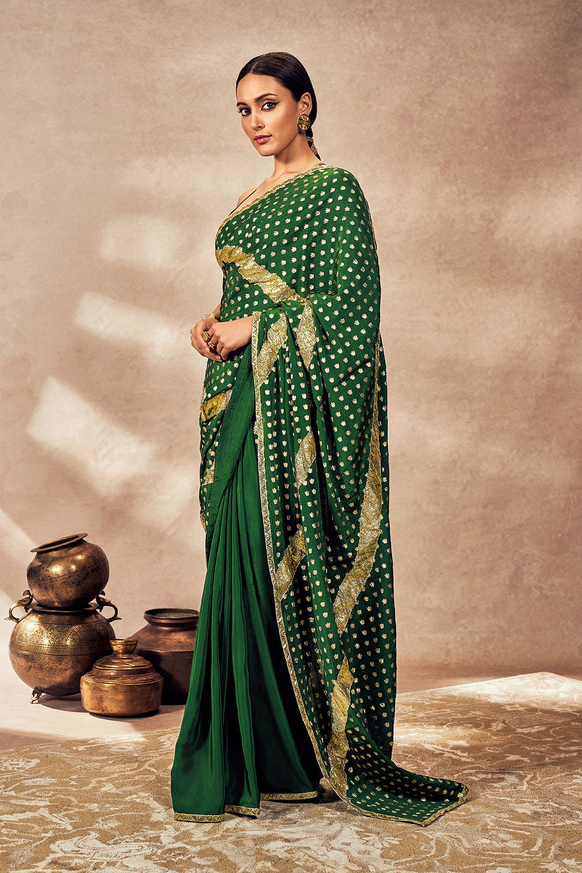 Green Palmscape Gota Saree