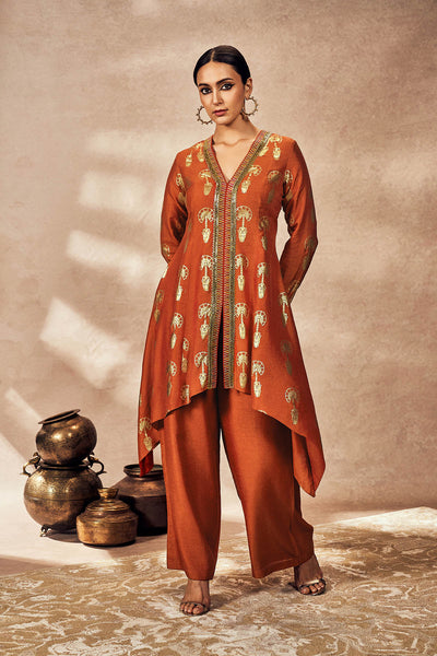 Rust Traveller's Palm Tunic Set