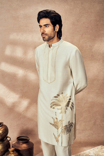 Ivory Palm Blooms Kurta