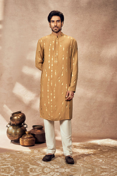 Beige Tribal Pillar Kurta