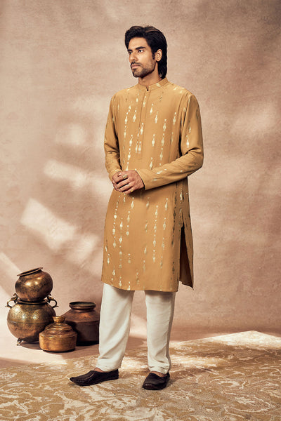 Beige Tribal Pillar Kurta