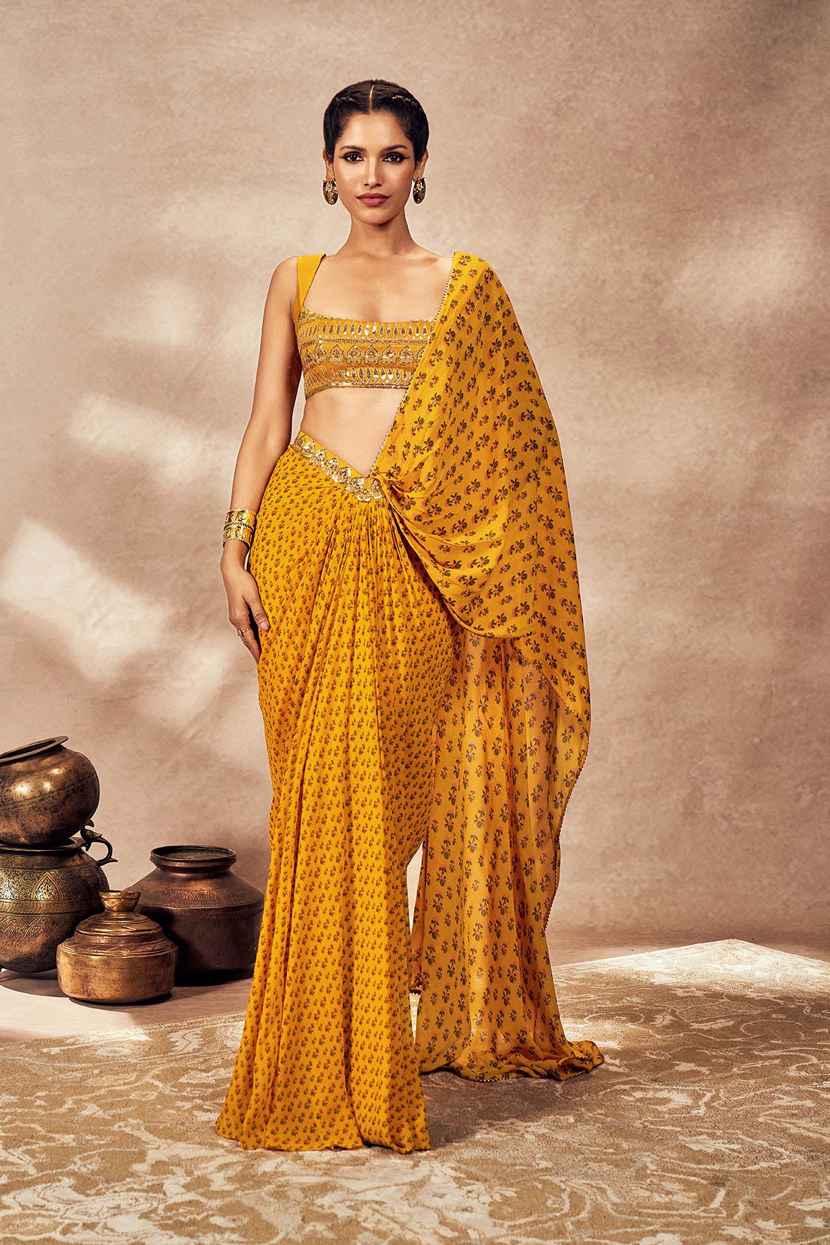 Yellow Pixie Dust Drape Saree