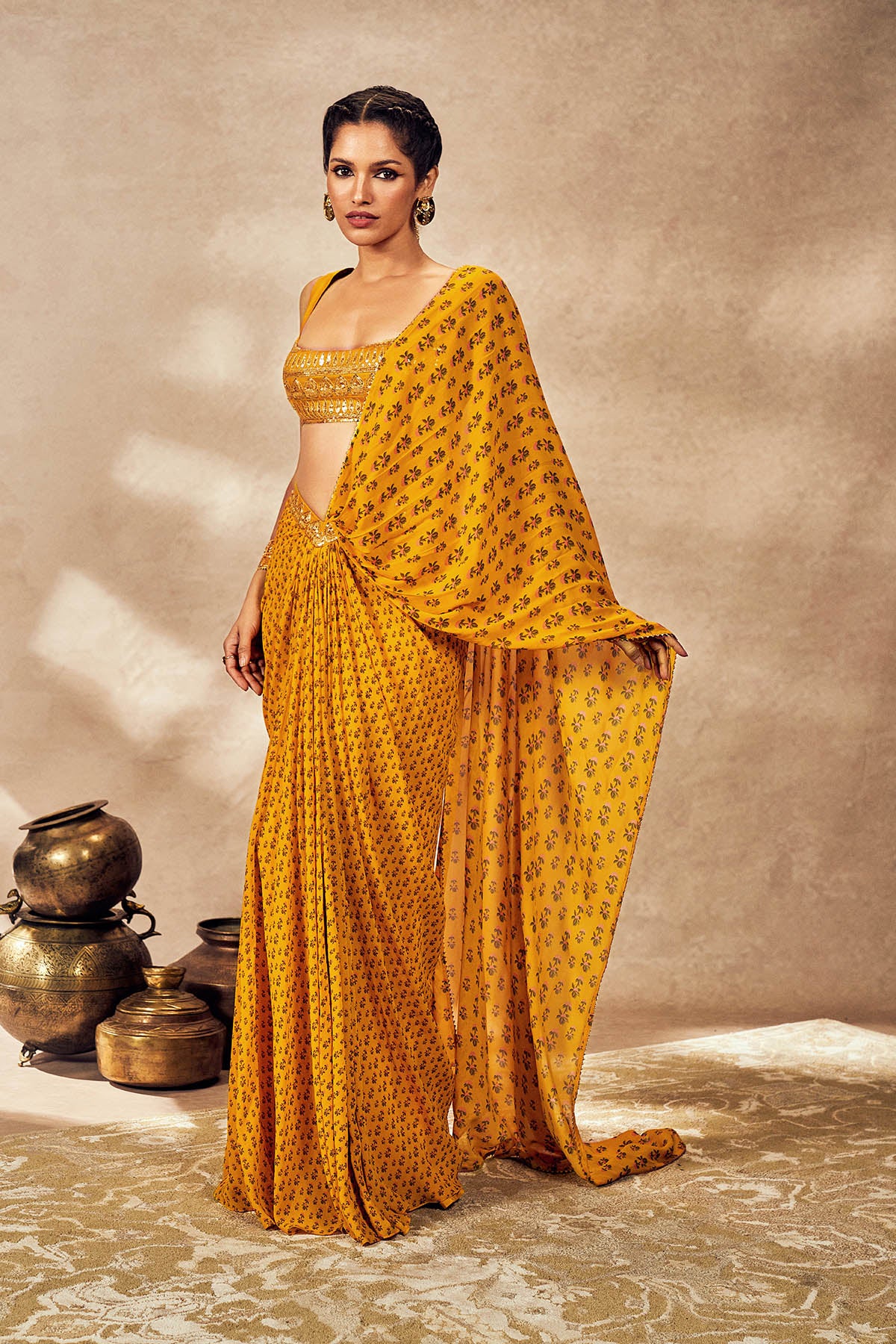 Yellow Pixie Dust Drape Saree