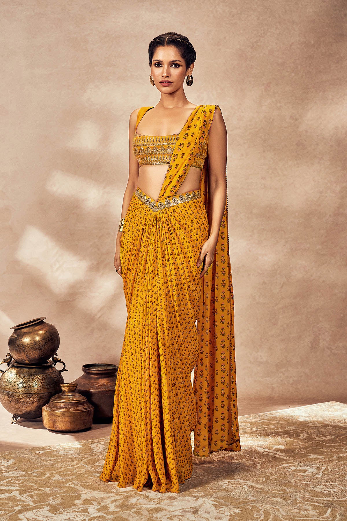 Yellow Pixie Dust Drape Saree